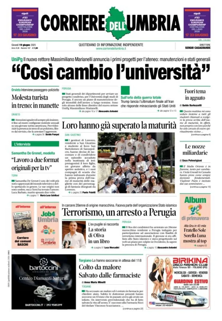 Prima-pagina-corriere umbria-del-2025-06-19